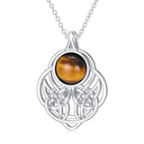 Sterling Silver Tiger Eye Celtic Knot Pendant Necklace