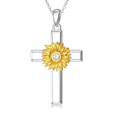 Sterling Silver Lion Semicolon Rose Sunflower Cross Pendant Religious Necklace