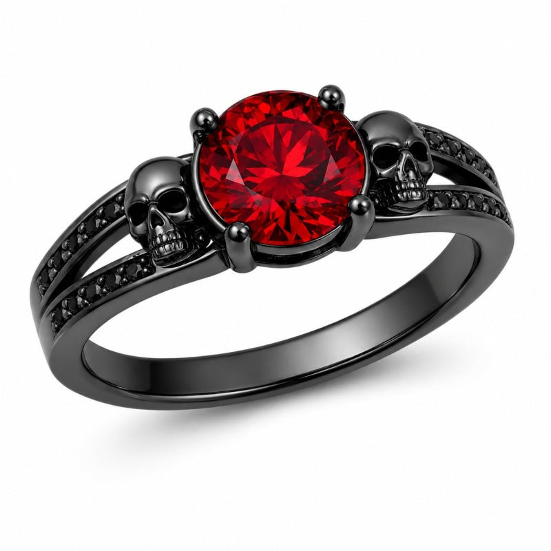 Sterling Silver 10K 14K 18K Gold Personalized Gothic Skull Ring Exquisite Spooky Jewelry for Halloween Lovers