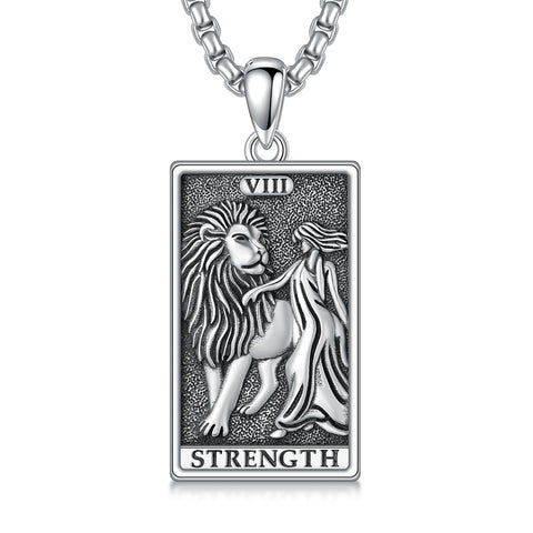 Sterling Silve Sun Moon Star Strength Lovers Death Devil Fool Tarot Card Pendant Necklace