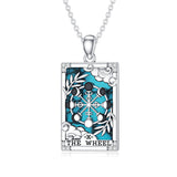 Sterling Silver Turquoise Empress The Lovers  The Moon Wheel Of Fortune The Sun Tarot Card Pendant Necklace