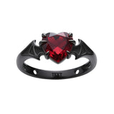 Sterling Silver Personalized Birthstone Punk Skull Bat Snake Ring Goth Jewelry for Halloween Birthday