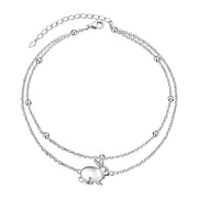 S925 Sterling Silver Adjustable Foot Beaded Rabbit Anklet Bracelet Anklets Jewelry