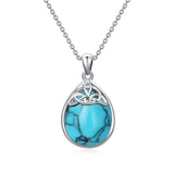 Sterling Silver Moss Agate Labradorite Moonstone Opal Turquoise Celtic Knot  Pendant Necklace