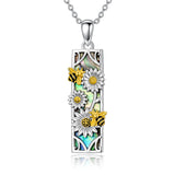 Sterling Silver Abalone Shell Bar Cardinal Bee Butterfly Hummingbird Dragonfly Phoenix Pendant Necklace for Women
