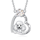 Sterling Silver Paw Print Poodle Corgi French Schnauzer Chihuahua Dachshund Golden Retriever Pug Pendant  Necklace