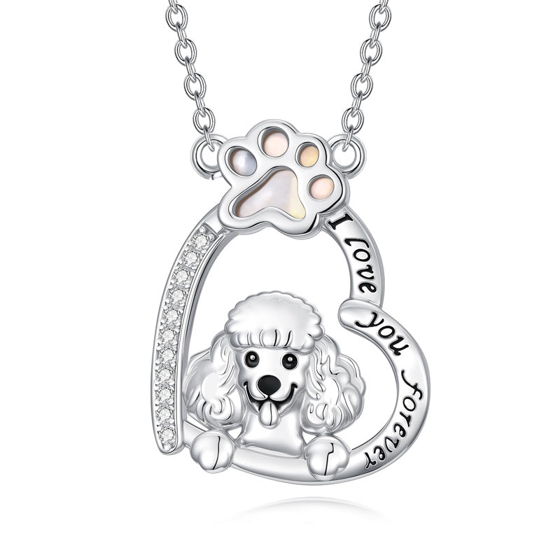 Sterling Silver Paw Print Poodle Corgi French Schnauzer Chihuahua Dachshund Golden Retriever Pug Pendant  Necklace
