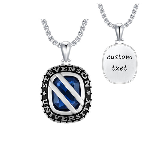 Sterling Silver Customized Text and Birthstone Pendant Necklace Graduation Gift