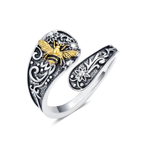 Sterling Silver Hummingbird Butterfly Dragonfly Bee Adjustable Spoon Rings