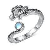 Sterling Silver  Moonstone Snake Fox Cat Octopus Wolf Ring