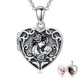 Sterling Silver Personalized Father and Daughter Mother and Daughter  Skull Photo Locket Necklace