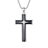 Sterling Silver Cross Christian Pendant Necklace for Men