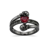 Sterling Silver Personalized Birthstone Punk Skull Bat Snake Ring Goth Jewelry for Halloween Birthday