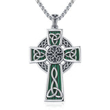14K Gold Plated Celtic Vikin Cross Pendant Necklace Irish Jewelry Religious Protective Gift