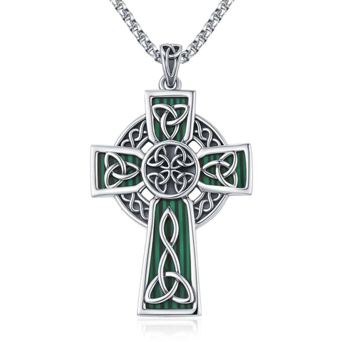 14K Gold Plated Celtic Vikin Cross Pendant Necklace Irish Jewelry Religious Protective Gift