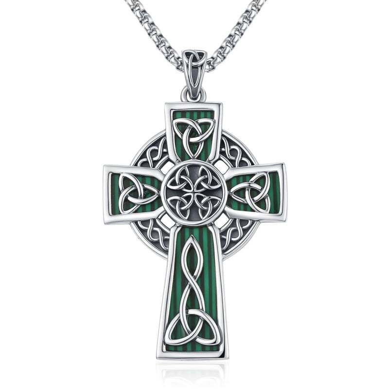 14K Gold Plated Celtic Vikin Cross Pendant Necklace Irish Jewelry Religious Protective Gift