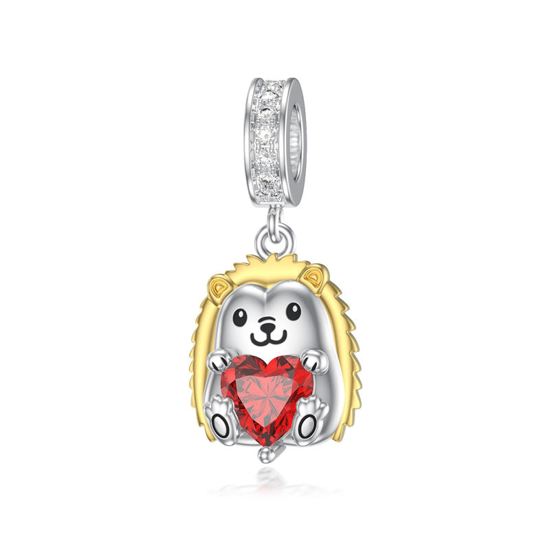 925 Sterling Silver Cubic Zircon Hedgehog Charm Beads