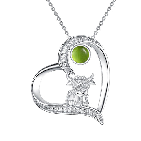 Sterling Silver Highland Cow Pendant Necklace