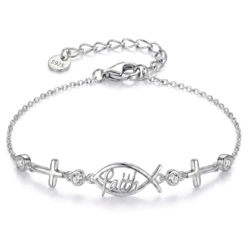 Sterling Silver Dragonfly Butterfly Cardinal Hummingbird Jesus Fish Lotus Daisy Sunflower Rose Faith Cross Bracelet