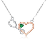 Sterling Silver  Heart Birthstone Stethoscope Pendant Necklace Medical Gifts for  Doctors Nurses RN APRN CNA EMT