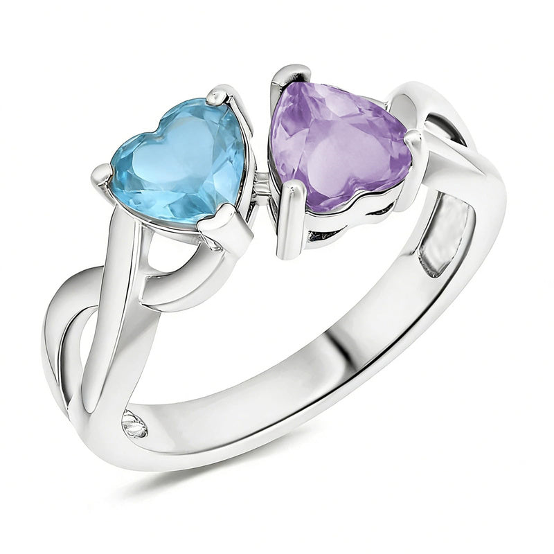 Sterling Silver 2-5 Birthstones Family Ring Gifts for Mother's Day