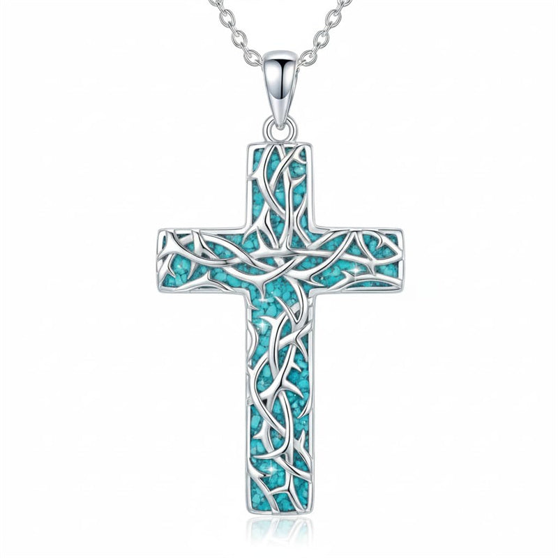 Sterling Silver Cross Pendant Necklace for Women Southwestern Cross Jewelry Gifts
