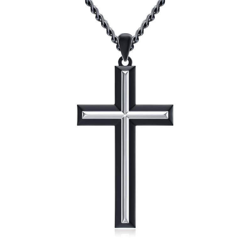 Sterling Silver Cross Religious Necklace for Men