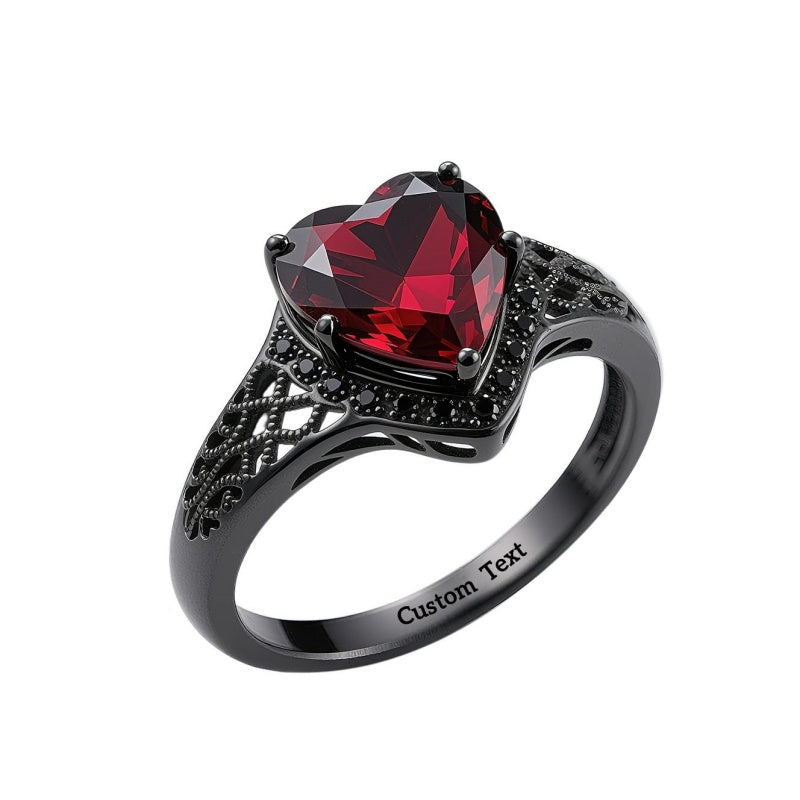 Sterling Silver Personalized Birthstone Punk Skull Bat Snake Ring Goth Jewelry for Halloween Birthday