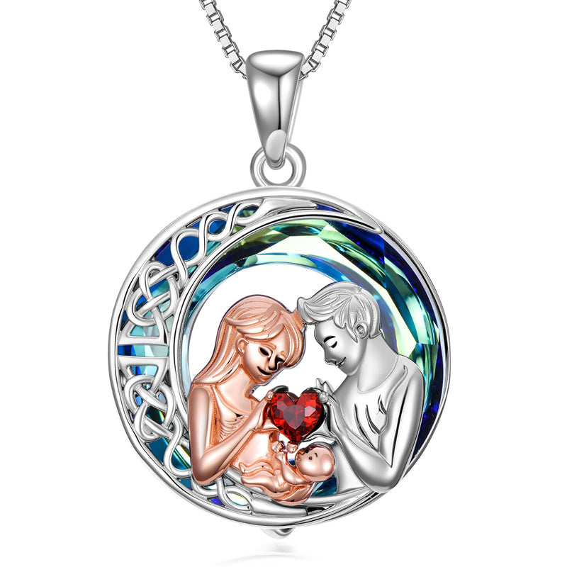 Sterling Silver Mother Daughter Pendant Necklace Engraved with Love You