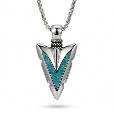 Malachite Turquoise Arrow Pendant Necklace for Men