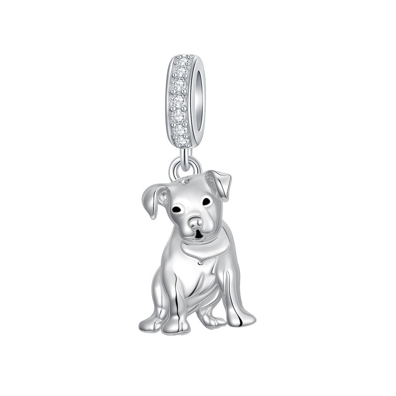 Sterling Silver Pit Bull Schnauzer Yorkie Corgi Dachshund Dog Charm Beads Fits Bracelets & Necklaces  for Women