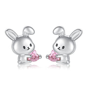 Sterling Silver Animal Stud Earrings Hypoallergenic  Bunny Earrings Cute Baby Animal Stud Earrings Jewelry Gifts for Women Teens Girls
