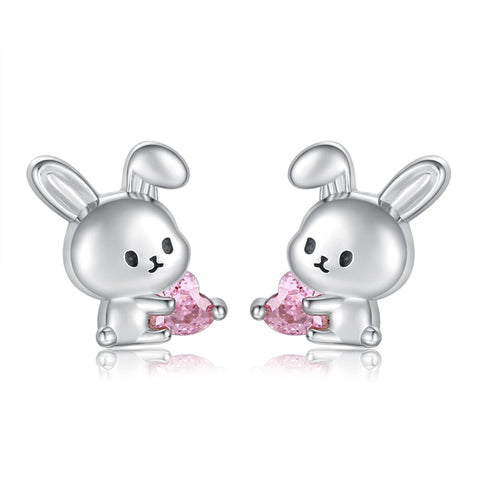Sterling Silver Animal Stud Earrings Hypoallergenic  Bunny Earrings Cute Baby Animal Stud Earrings Jewelry Gifts for Women Teens Girls