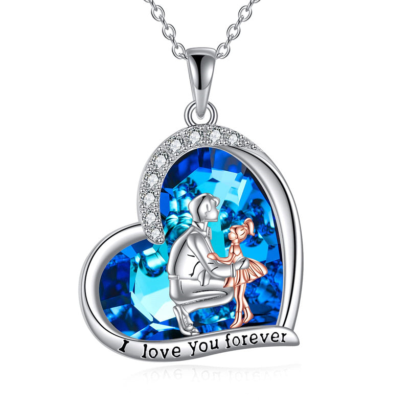 Collana Papà Figlia In Argento 925: Ciondolo Cuore "Ti Amerò Per Sempre" - Gioiello Sentimentale