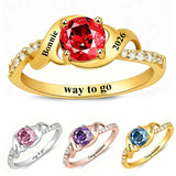 Copper Personalized Birthstone Engraved Class Ring for Women Graduation Gifts for Her