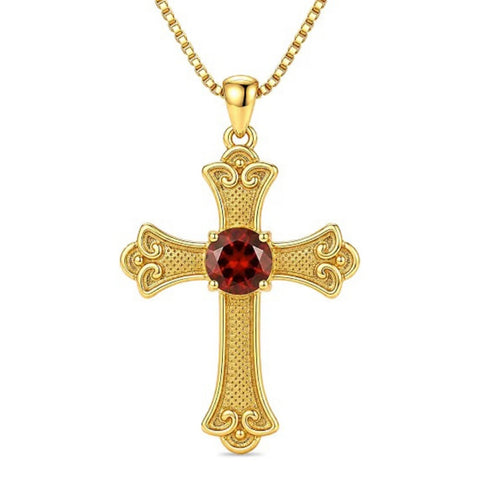 14K Gold Plated  Birthstone Cross Necklace  Pendant Necklace Mother's Day Birthday Gifts for Women
