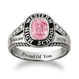 Sterling Silver Customizable Birthstone Engraved 2026 High School College Graduation Class Ring