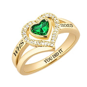 Sterling Silver Personalized Text Birthstone Class Ring Gift for Her