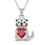 Sterling Silver 12 Month Birthstones Hedgehog Pug Fox Otter Pendant Necklace Gifts for  Birthday, Christmas, Graduation
