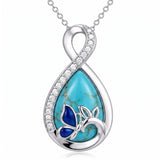 Sterling Silver Teardrop Gemstone Rose Butterfly Infinity Heart Necklace for Women