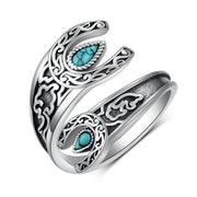 Sterling Silver Western Turquoise Vintage Spoon Thumb Ring