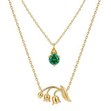 14K Gold Birthstone Birth Flower  Pendant Necklace Birthday Jewelry Gifts for Women