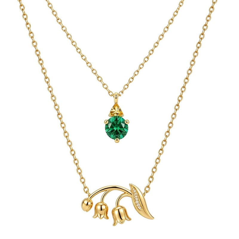 14K Gold Birthstone Birth Flower  Pendant Necklace Birthday Jewelry Gifts for Women