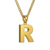 Initial Pendant Necklace 14K Gold Plated with Cuban Chain
