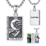 Sterling Silver Sun Moon Lovers Tarot Card Photo Locket Necklace