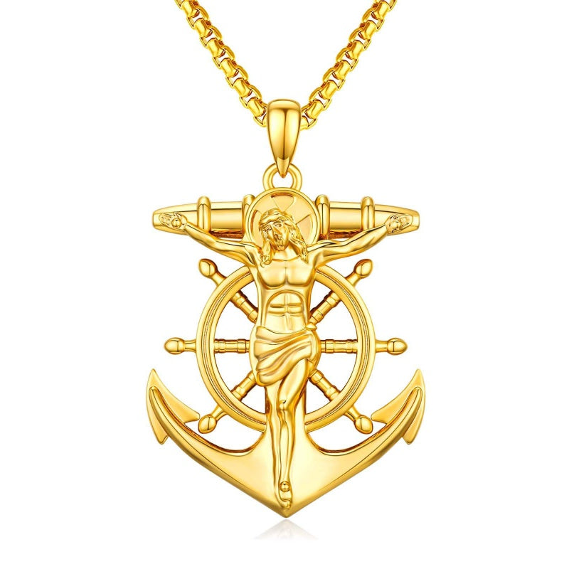Christian Religious Medal Amulet 14K Gold Plated Pendant  Necklace