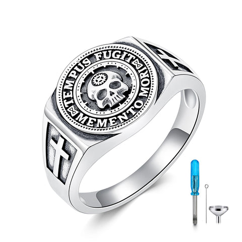 Sterling Silver Memento Mori Urn Ring for Ashes
