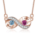 14K Gold 2  Simulated Birthstone Personalized Engraved Pendant Necklace for Women