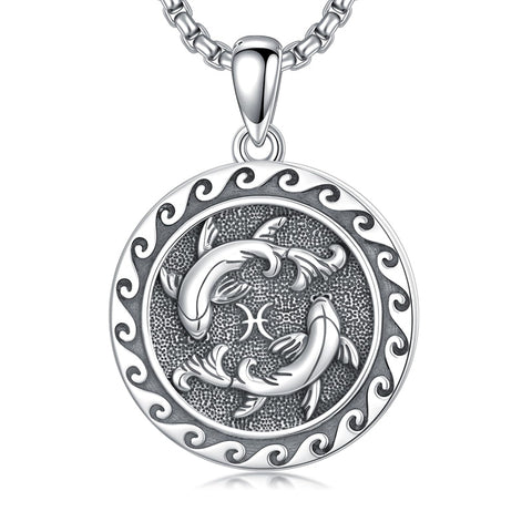 Sterling Silver 12 Zodiac Astrology Horoscope Pendant Necklace