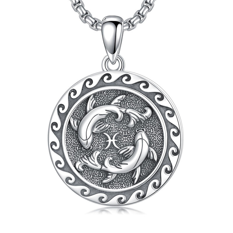 Sterling Silver 12 Zodiac Astrology Horoscope Pendant Necklace